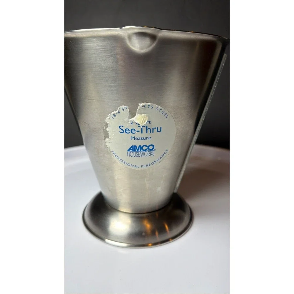 Vintage AMCO Houseworks See-Thru Measure 2 Qt Stainless Steel Measuring Cup 8362